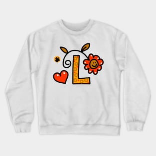 Letter L abc monogram hand drawn colorful alphabet Crewneck Sweatshirt